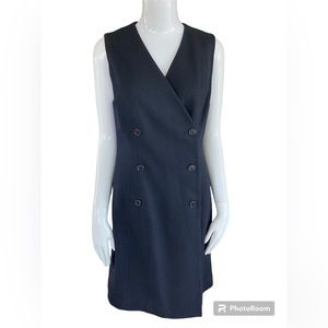 Vintage 90s NAUTICA SLEEVELESS Navy Blue BLAZER DRESS double breasted preppy 10